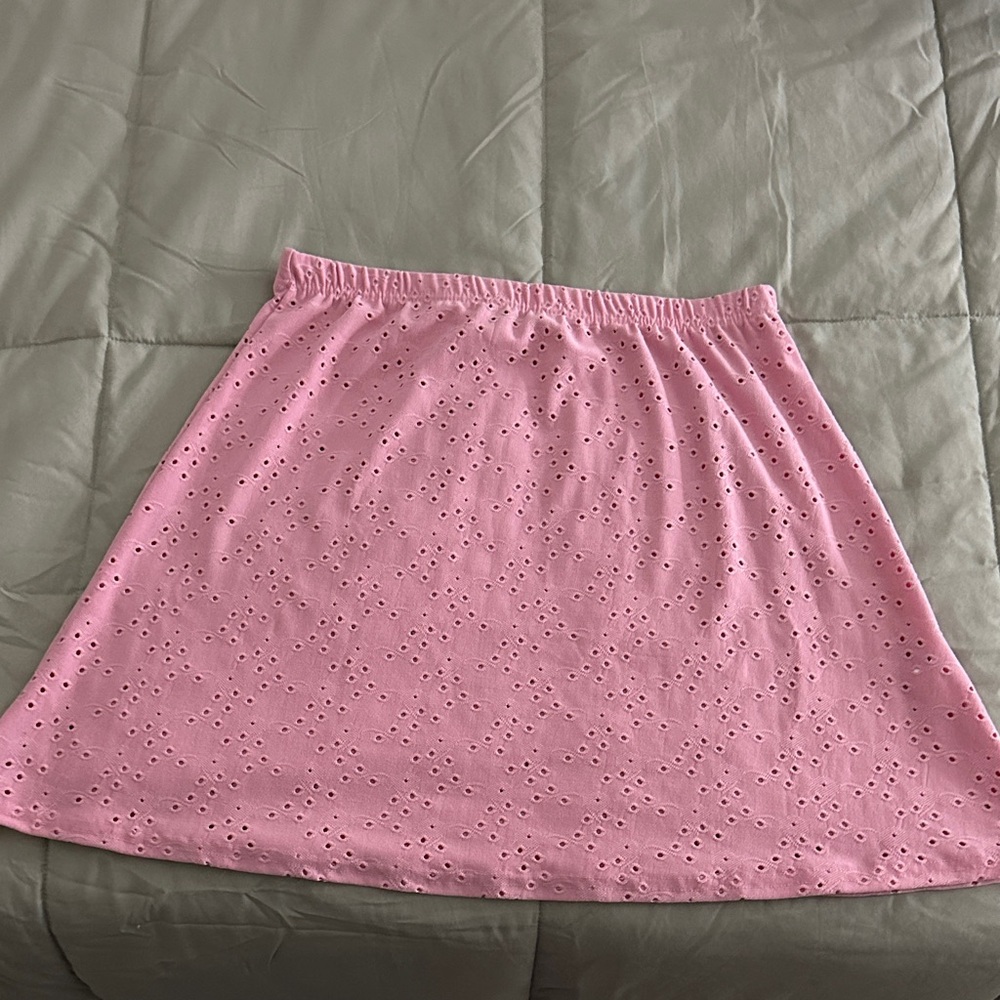 Boohoo Pink Eyelet High Low Skirt